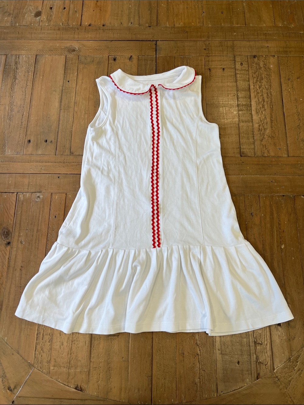 Classic prep kids white drop waist sleeveless dress 10 years peter pan collar